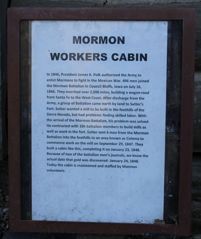 Mormon Workers Cabin Marker image. Click for full size.