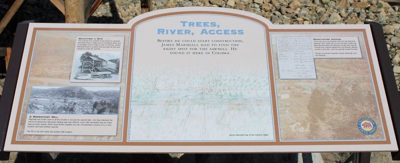 Trees, River, Access Marker image. Click for full size.