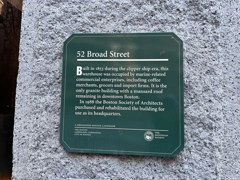 52 Broad Street Marker. Click for full size. 52 Broad Street Marker image. Click for full size.