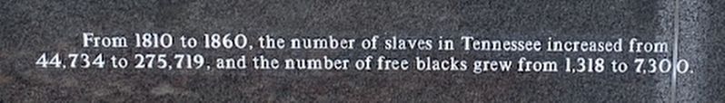Increase in the number of enslaved people and free Blacks in Tennessee Marker image. Click for full size.