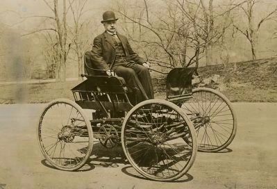 Mr. Elwood Haynes in his first car. Click for full size. Mr. Elwood Haynes in his first car image. Click for full size.