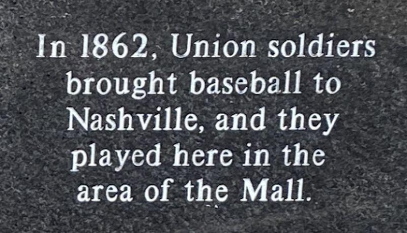 Union soldiers bring baseball to Nashville Marker image. Click for full size.