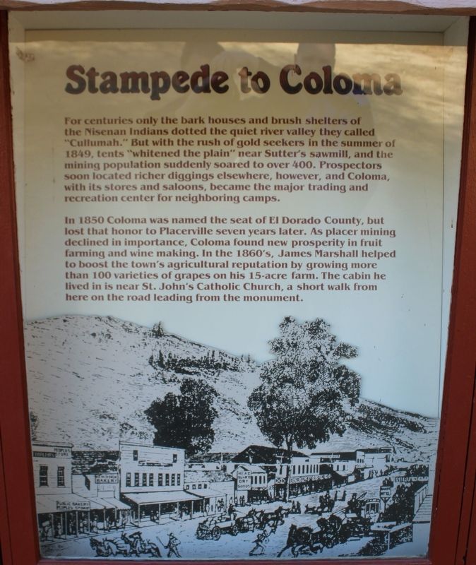 Stampede to Coloma Marker. Click for full size. Stampede to Coloma Marker image. Click for full size.