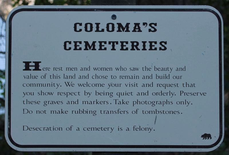 Coloma's Cemeteries image. Click for full size.