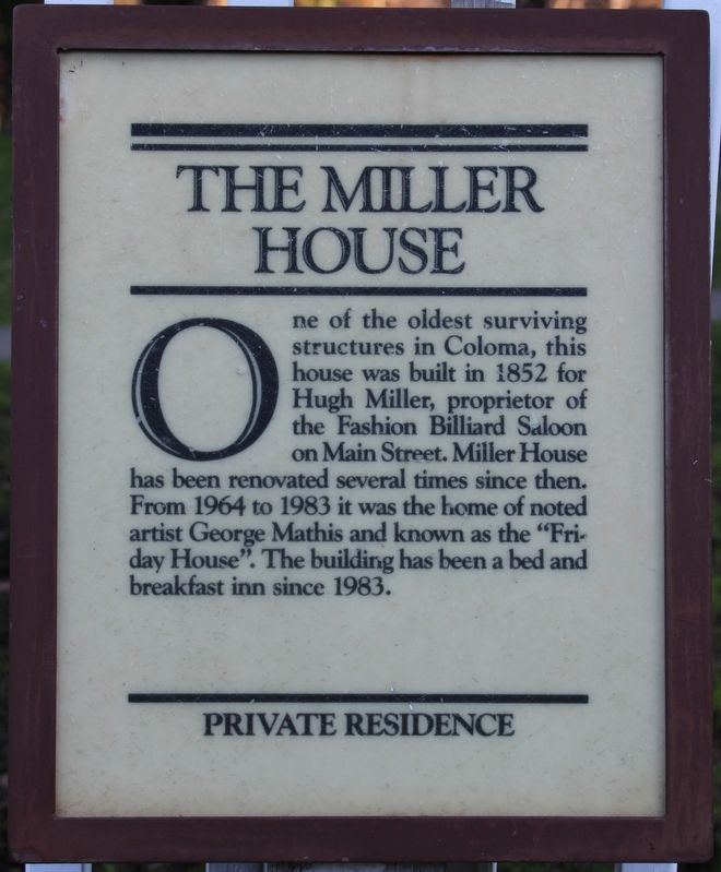 The Miller House Marker image. Click for full size.