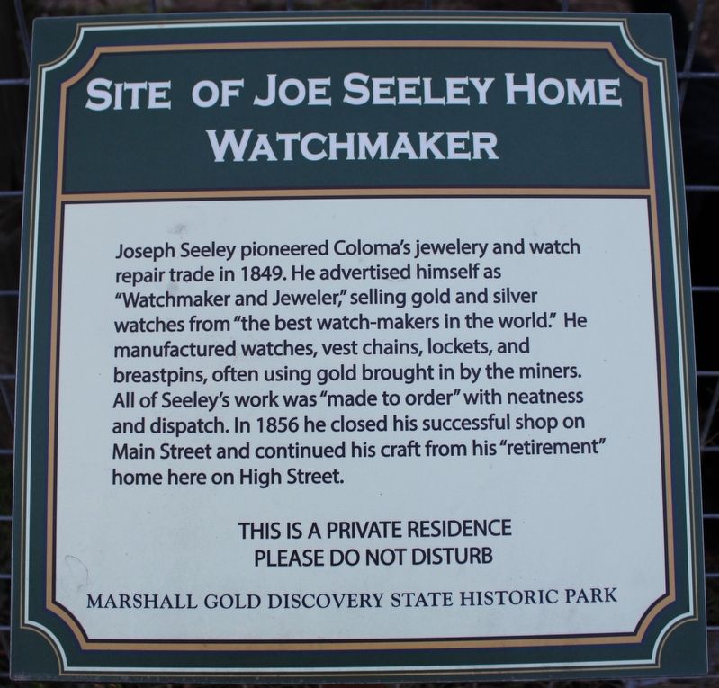 Site of Joe Seeley Home Watchmaker Marker image. Click for full size.