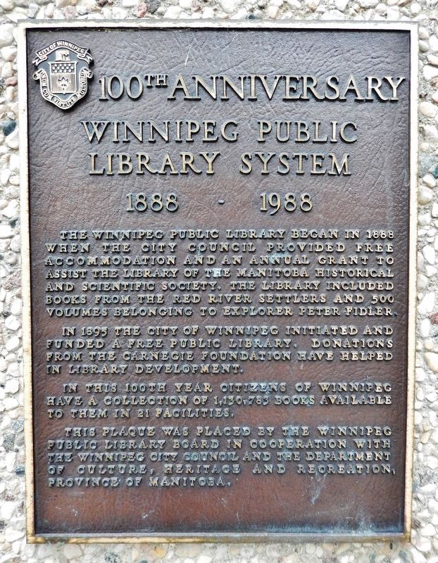Winnipeg Public Library System Marker image. Click for full size.