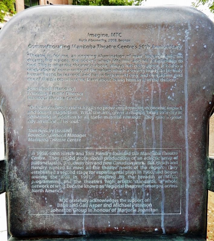 Commemorating Manitoba Theatre Centre's 50th Anniversary Marker. Click for full size. Commemorating Manitoba Theatre Centre's 50th Anniversary Marker image. Click for full size.