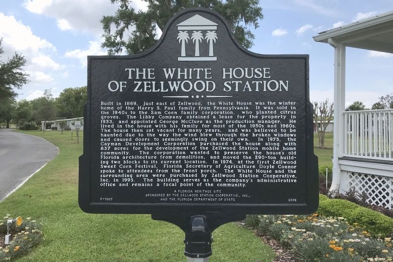 The White House of Zellwood Station Marker image. Click for full size.