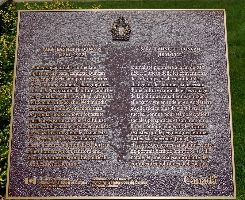 Sara Jeannette Duncan Marker image. Click for full size.