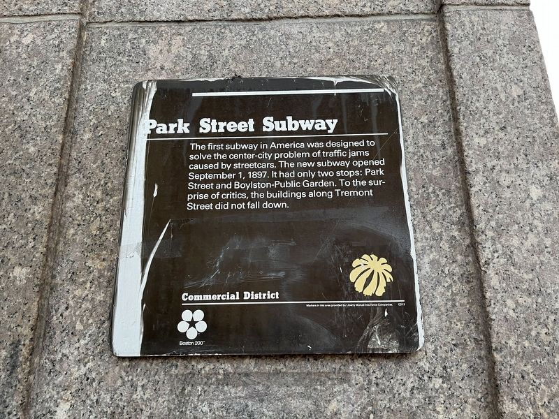Park Street Subway Marker image. Click for full size.