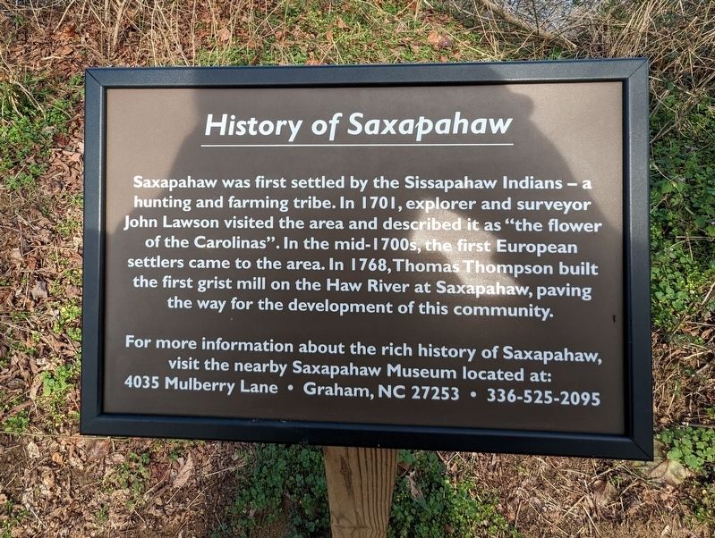 History of Saxapahaw. Click for full size. History of Saxapahaw image. Click for full size.