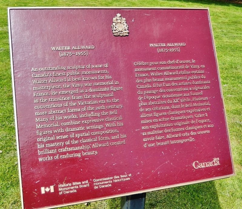 Walter Allward Marker. Click for full size. Walter Allward Marker image. Click for full size.