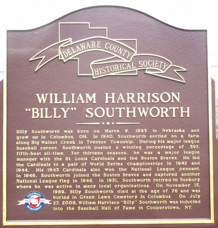 William Harrison �Billy� Southworth Marker image. Click for full size.