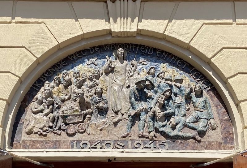 Hartebrugkerk - frieze above main entrance. Click for full size. Hartebrugkerk - frieze above main entrance image. Click for full size.