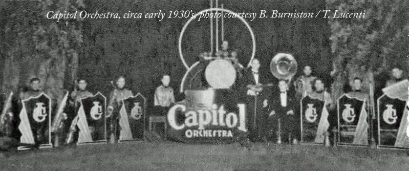 Marker detail: Capitol Orchestra, circa early 1930s image. Click for full size.