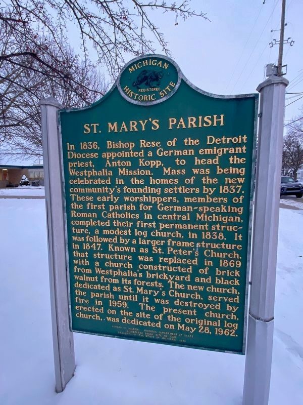 Westphalia Settlement / St. Mary's Parish Marker. Click for full size. Westphalia Settlement / St. Mary's Parish Marker image. Click for full size.