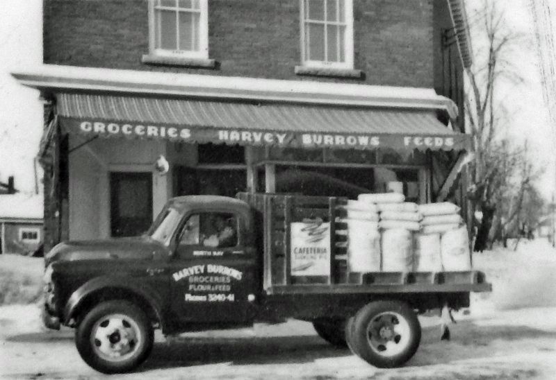 Marker detail: Burrows Store, circa 1940 image. Click for full size.