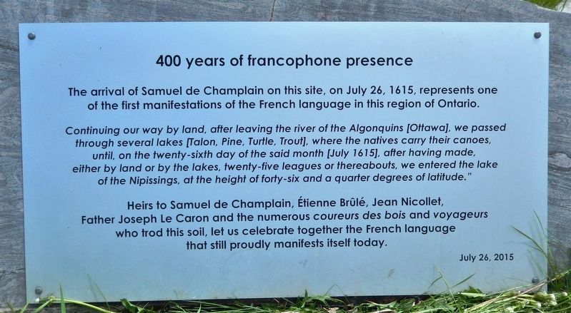 400 Years of Francophone Presence Marker. Click for full size. 400 Years of Francophone Presence Marker image. Click for full size.