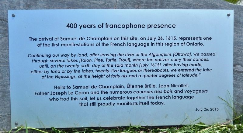400 Years of Francophone Presence Marker image. Click for full size.