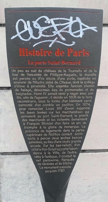 La porte Saint-Bernard / The Saint Bernard Gate Marker image. Click for full size.