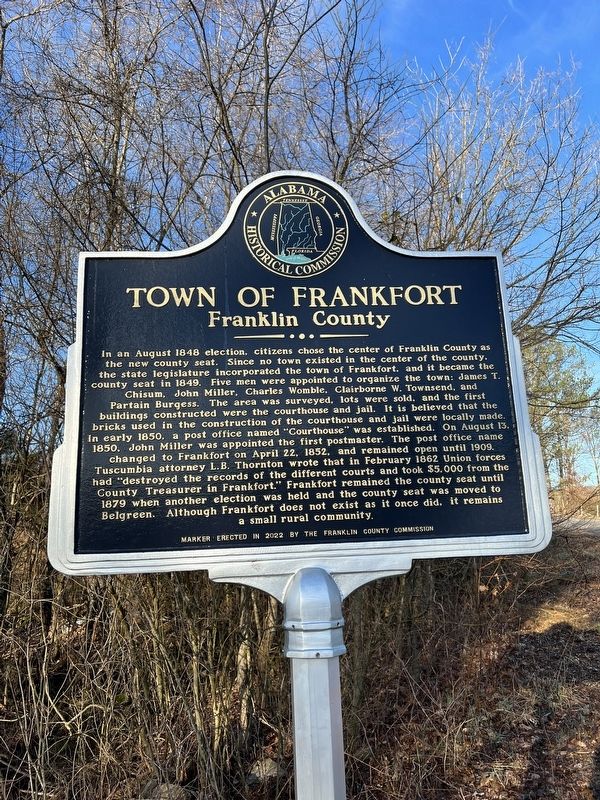 Town of Frankfort Franklin County Marker image. Click for full size.