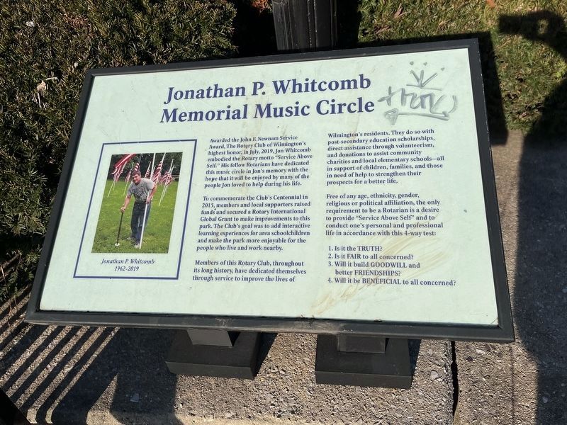 Jonathan P. Whitcomb Memorial Music Circle Marker image. Click for full size.