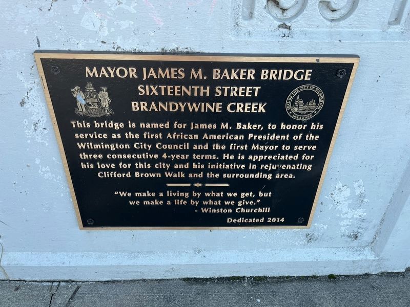 Mayor James M. Baker Bridge Marker image. Click for full size.