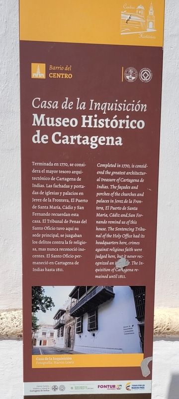 House of the Inquisition Historical Museum of Cartagena Marker image. Click for full size.