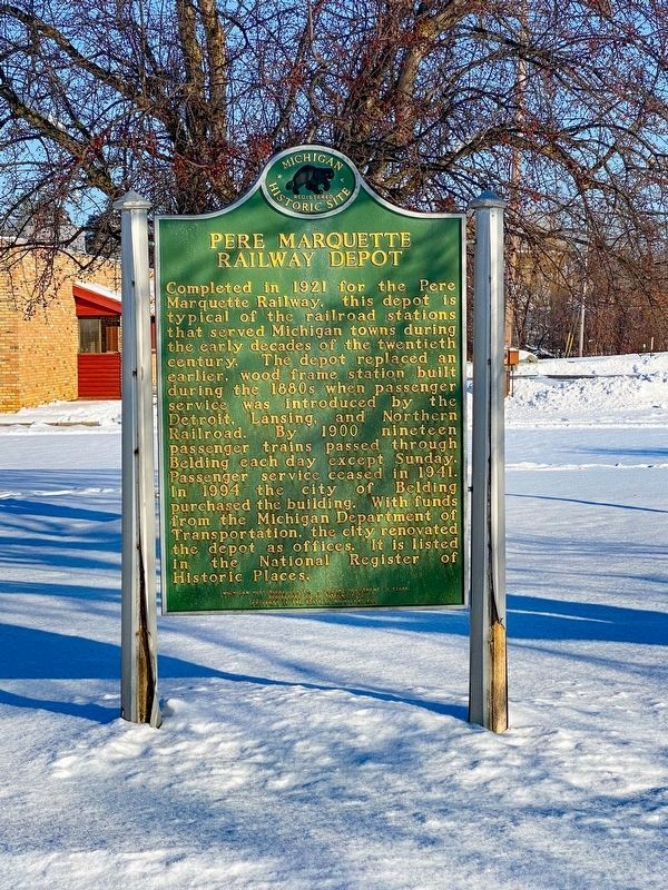 Pere Marquette Railway Depot Marker image. Click for full size.
