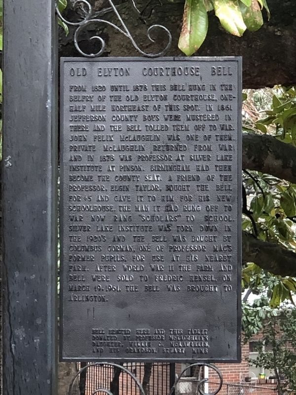 Old Elyton Courthouse Bell Marker. Click for full size. Old Elyton Courthouse Bell Marker image. Click for full size.