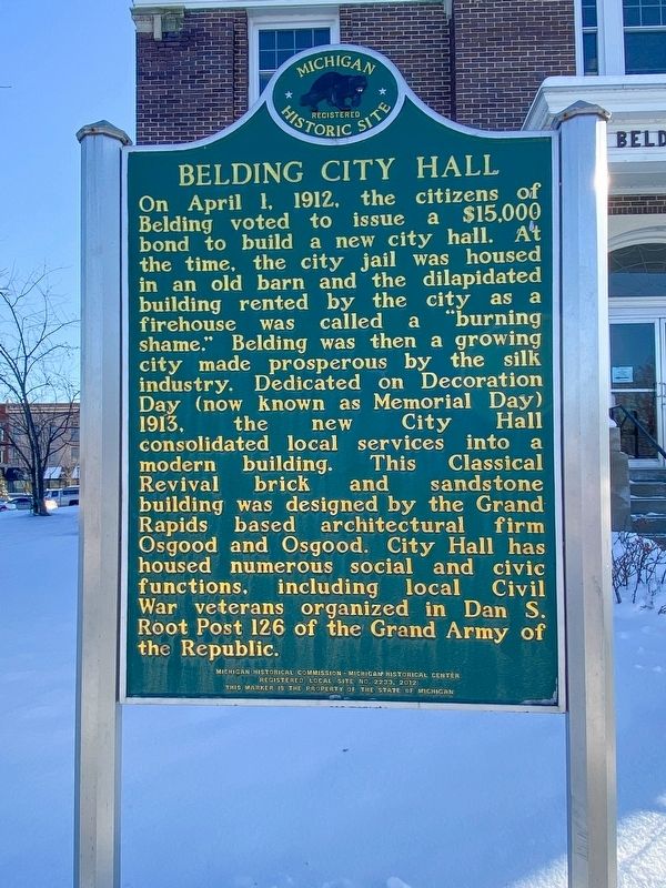Belding City Hall Marker image. Click for full size.