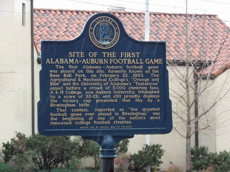 Site of the First Alabama - Auburn Football Game Marker image. Click for full size.