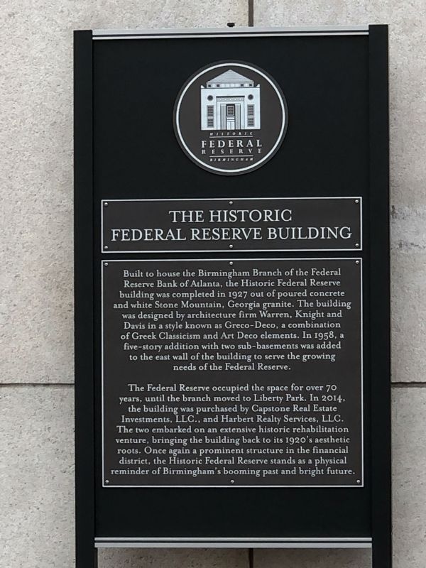 The Historic Federal Reserve Building Marker image. Click for full size.