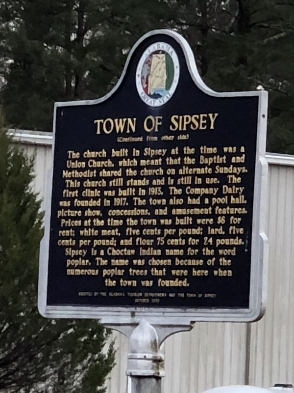 Town of Sipsey Marker, Side Two image. Click for full size.