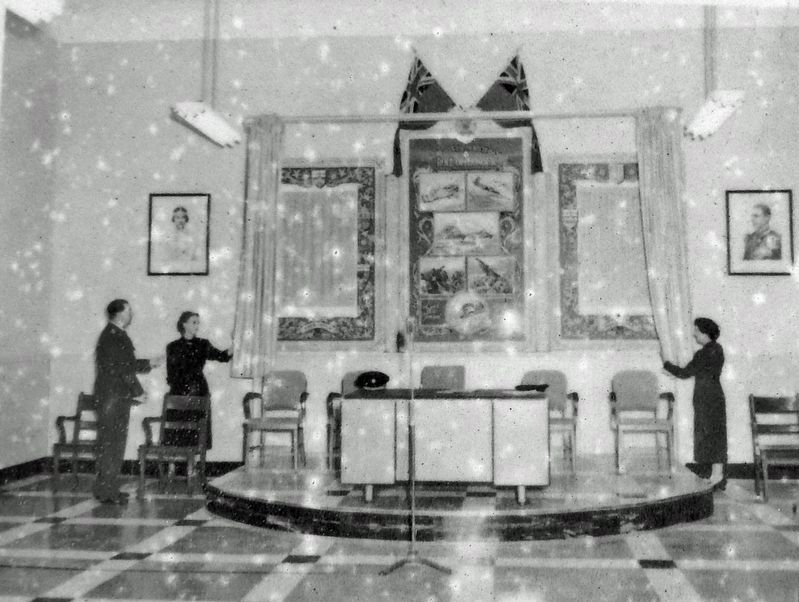Marker detail: City Council Chambers, May 1950 image. Click for full size.