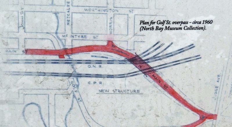 Marker detail: Golf Street Overpass Plan, circa 1960 image. Click for full size.