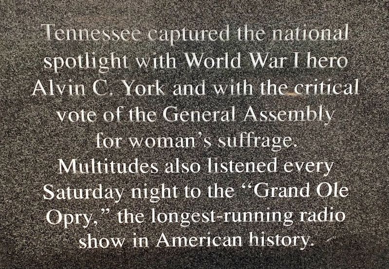 Alvin C. York, Woman's Suffrage, and the "Grand Ole Opry" Marker image. Click for full size.