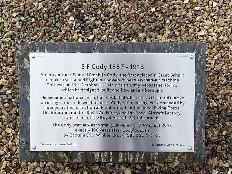 S F Cody 1867-1913 Marker. Click for full size. S F Cody 1867-1913 Marker image. Click for full size.