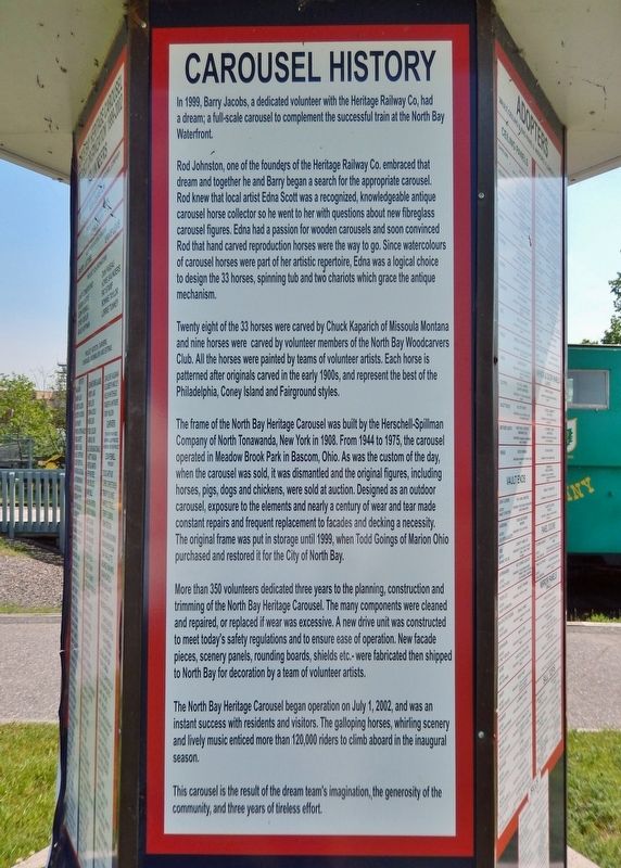 North Bay Heritage Carousel History Marker. Click for full size. North Bay Heritage Carousel History Marker image. Click for full size.