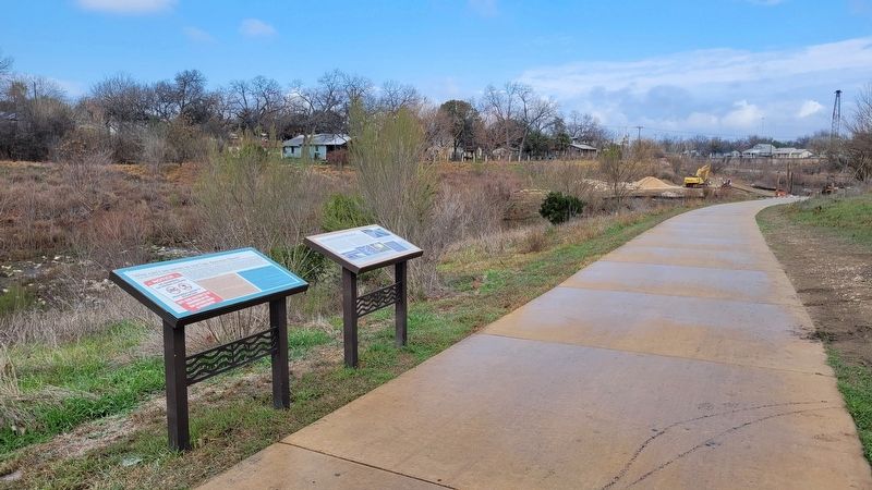 The San Antonio River Tributaries Marker is the right side marker of the two markers image. Click for full size.