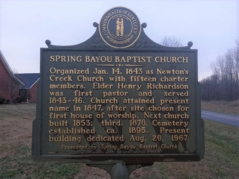 Spring Bayou Baptist Church Marker image. Click for full size.
