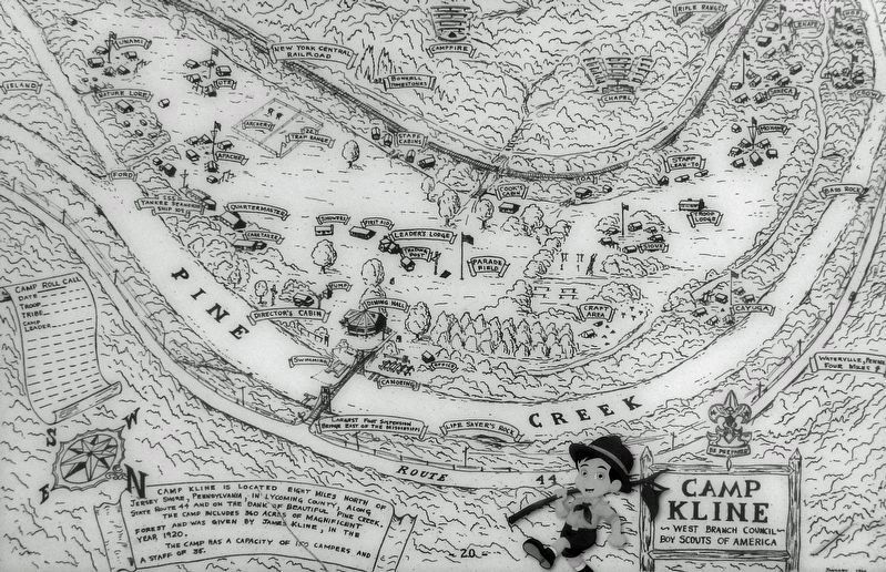 Marker detail: Vintage Camp Kline Map image. Click for full size.