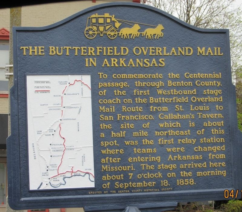 The Butterfield Overland Mail In Arkansas Marker image. Click for full size.