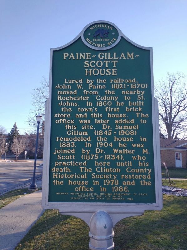 Paine-Gillam-Scott House Marker image. Click for full size.