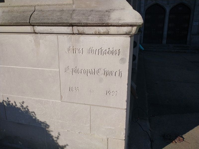 First United Methodist Church Cornerstone image. Click for full size.