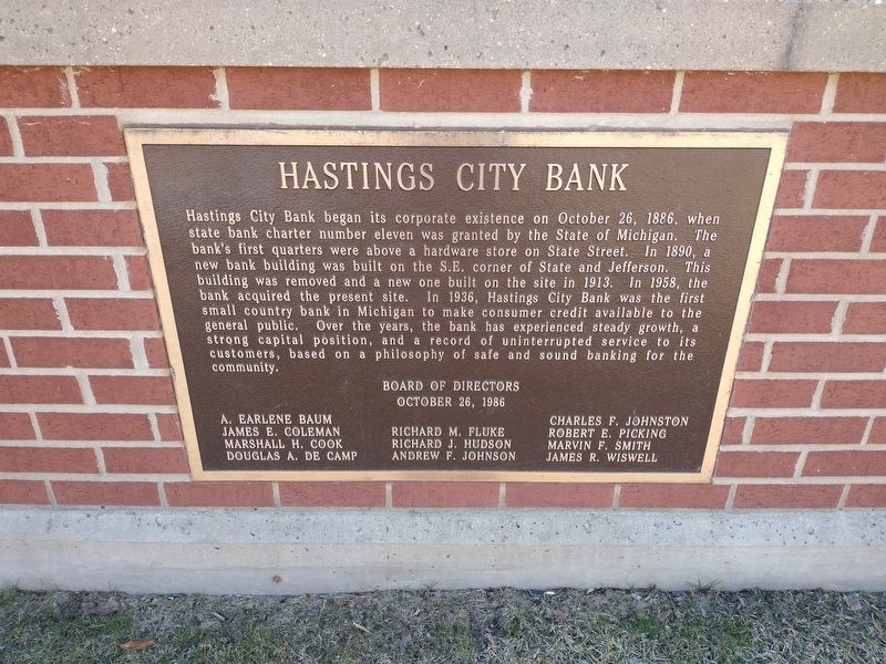 Hastings City Bank Marker image. Click for full size.