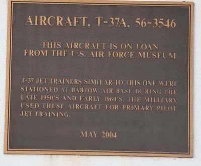 Aircraft, T-37A, 56-3546 Marker. Click for full size. Aircraft, T-37A, 56-3546 Marker image. Click for full size.