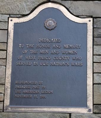 West Pasco County War Memorial Marker image. Click for full size.
