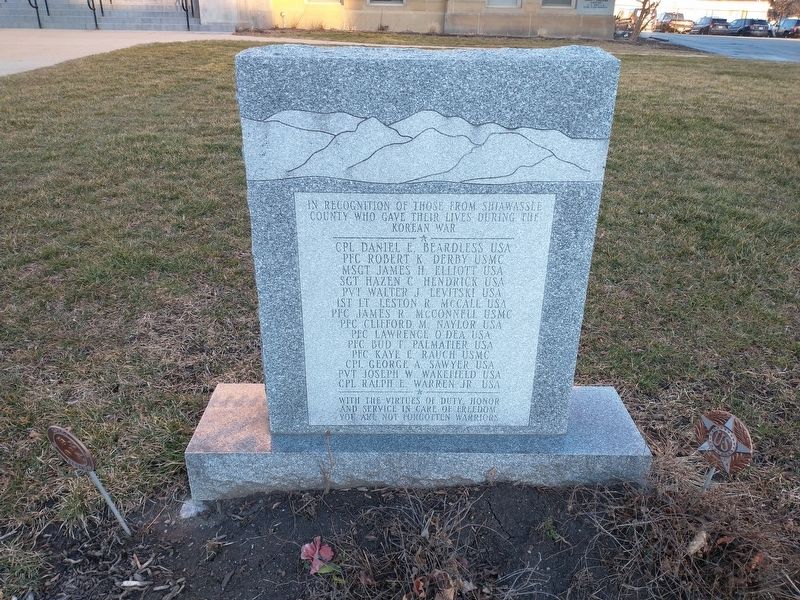 Shiawassee County Korean War Memorial Marker. Click for full size. Shiawassee County Korean War Memorial Marker image. Click for full size.